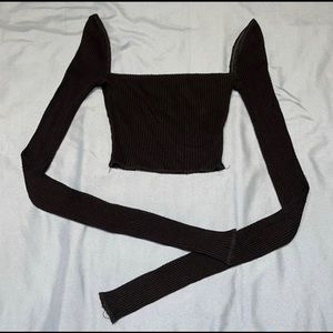 Are You Am I Long Sleeve Black Crop Top